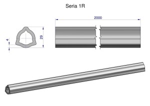 Rura trójkątna wewnętrzna Seria 1R do wału przegubowo-teleskopowego 29x4mm 2m WARYŃSKI (sprzedawane po 2)