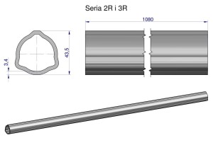 Rura zewnętrzna Seria 2R i 3R do wału 1210 przegubowo-teleskopowego 43.5x3.4 mm 1085 mm WARYŃSKI