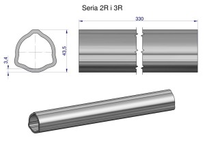Rura zewnętrzna Seria 2R i 3R do wału 460 przegubowo-teleskopowego 43.5x3.4 mm 335 mm WARYŃSKI