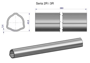Rura zewnętrzna Seria 2R i 3R do wału 510 przegubowo-teleskopowego 43.5x3.4 mm 385 mm WARYŃSKI