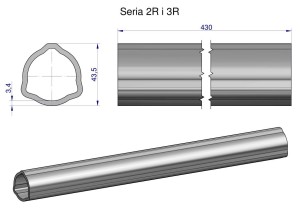 Rura zewnętrzna Seria 2R i 3R do wału 560 przegubowo-teleskopowego 43.5x3.4 mm 435 mm WARYŃSKI