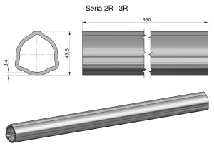 Rura zewnętrzna Seria 2R i 3R do wału 660 przegubowo-teleskopowego 43.5x3.4 mm 535 mm WARYŃSKI