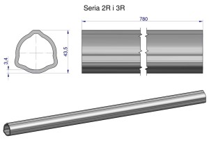 Rura zewnętrzna Seria 2R i 3R do wału 910 przegubowo-teleskopowego 43.5x3.4 mm 785 mm WARYŃSKI