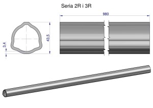 Rura zewnętrzna Seria 2R i 3R do wału 1110 przegubowo-teleskopowego 43.5x3.4 mm 985 mm WARYŃSKI