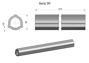 Rura wewnętrzna Seria 3R do wału 460 przegubowo-teleskopowego 36x4.5 mm 315 mm WARYŃSKI