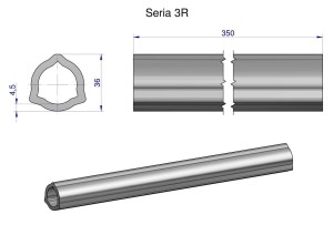Rura wewnętrzna Seria 3R do wału 510 przegubowo-teleskopowego 36x4.5 mm 355 mm WARYŃSKI