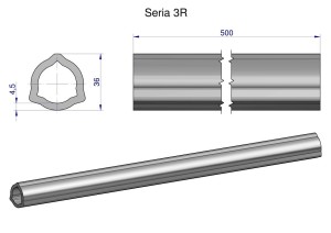 Rura wewnętrzna Seria 3R do wału 660 przegubowo-teleskopowego 36x4.5 mm 505 mm WARYŃSKI