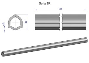 Rura wewnętrzna Seria 3R do wału 860 przegubowo-teleskopowego 36x4.5 mm 705 mm WARYŃSKI