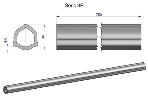 Rura wewnętrzna Seria 3R do wału 910 przegubowo-teleskopowego 36x4.5 mm 755 mm WARYŃSKI