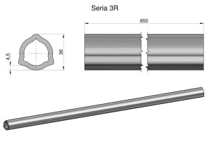 Rura wewnętrzna Seria 3R do wału 1010 przegubowo-teleskopowego 36x4.5 mm 855 mm WARYŃSKI