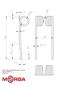 Palec sprężysty podbieracza prasy Mascar, Samasz 500.077 MISP-005-100 malowane proszkowo MORGA