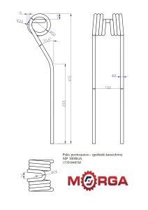 Palec przetrząsaczo - zgrabiarki karuzelowej SIP 153910405 345000120 malowane proszkowo MORGA