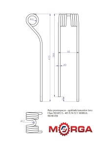 Palec przetrząsaczo - zgrabiarki karuzelow lewy Claas 9024832 L- 403 X 96 X 9  malowane proszkowo MORGA