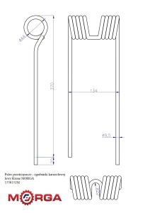 Palec przetrząsaczo - zgrabiarki karuzelowej lewy Krone 153015.1 malowane proszkowo MORGA