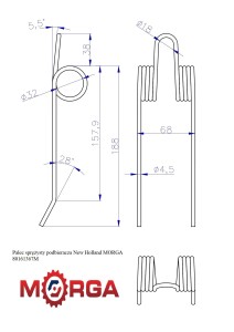 Palec sprężysty podbieracza New Holland 80161367 malowane proszkowo MORGA