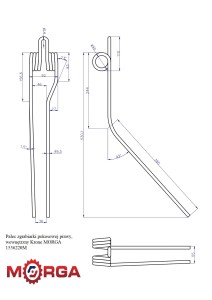 Palec zgrabiarki pokosowej prawy, wewnętrzny 153662.0 Krone malowane proszkowo MORGA