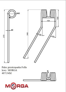 Palec przetrząsarka 487133 Fella lewy malowane proszkowo MORGA