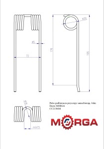 Palec podbieracza przyczepy samozbierającej John Deere malowane proszkowo MORGA
