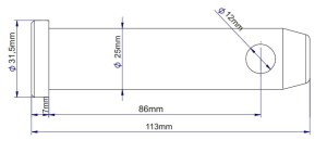 Sworzeń wspornika haka zaczepu dolnego Ursus MF3, MF4 hartowany MORGA