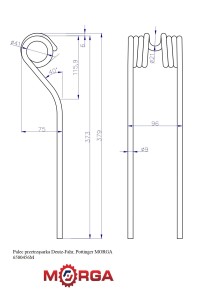 Palec przetrząsarka Deutz-Fahr, Pottinger 06580456 malowane proszkowo MORGA
