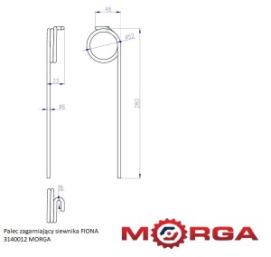 Palec zagarniający siewnika FIONA 3140012 malowane proszkowo MORGA
