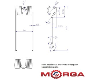Palec podbieracza prasy Massey Ferguson 585136M1 malowany proszkowo MORGA