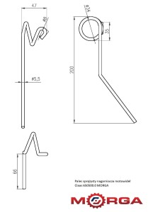 Palec sprężysty nagarniacza motowideł 650500.0 malowane proszkowo kombajn Claas MORGA