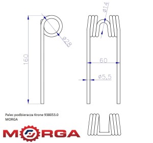 Palec podbieracza Krone 938053.0 malowany proszkowo MORGA