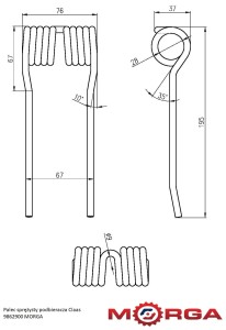 Palec sprężysty podbieracza Claas 9862900 malowane proszkowo MORGA