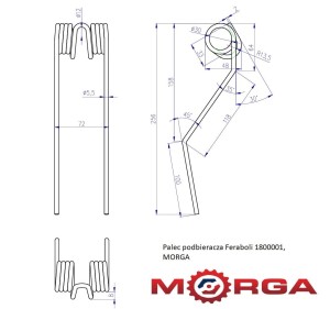 Palec podbieracza Feraboli 1800001, malowany proszkowo MORGA