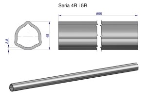 Rura wewnętrzna Seria 4R i 5R do wału 1010 przegubowo-teleskopowego 45x3.8 mm 855 mm WARYŃSKI