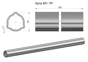 Rura zewnętrzna Seria 6R i 7R do wału 860 przegubowo-teleskopowego 54x4 mm 735 mm WARYŃSKI