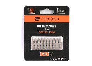 Bit krzyżowy PH 25 mm/PH1 (ZESTAW 10 SZT) / TEGER