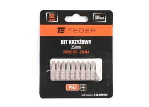 Bit krzyżowy PH 25 mm/PH2 (ZESTAW 10 SZT) / TEGER