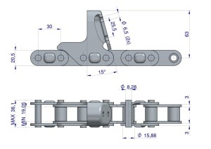 Łańcuch obrywacza kolb przystawki do kukurydzy zamknięty 72 ogniwa CA627 x 72A CPEF14 9 płytek zastosowanie Capello WARYŃSKI
