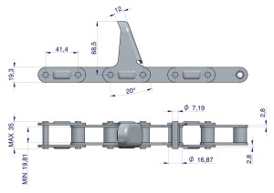 Łańcuch obrywacza kolb przystawki do kukurydzy zamknięty 54 ogniwa CA550 x 54A LV41NF1 9 płytek zastosowanie Laverda WARYŃSKI