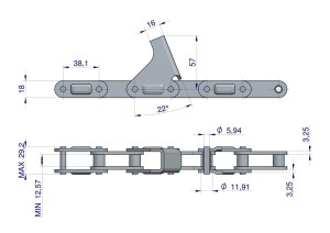 Łańcuch obrywacza kolb przystawki do kukurydzy zamknięty 64 ogniw CA2060H x 64A C6EF2 8 płytek zastosowanie CNH Benac WARYŃSKI