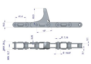 Łańcuch obrywacza kolb przystawki do kukurydzy zamknięty 48 ogniw CA555F3 x 48A zastosowanie Case WARYŃSKI