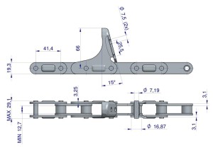 Łańcuch obrywacza kolb przystawki do kukurydzy zamknięty 48 ogniw CA555 x 48A C6E  zastosowanie John Deere CASE 176279C91 WARYŃSKI