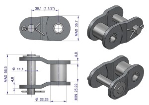 Półogniwo łańcucha wzmocnione P24A-1 ANSI A 120 (R1 1.1/2) Waryński ( sprzedawane po 2 )