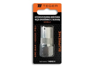 Czteroszczękowa końcówka węża smarownicy z blokadą M10x1. 690 BAR (10000 PSI) Supreme TEGER