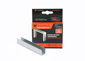 Zestaw zszywek tapicerskich PROFESSIONAL (typ J/53) 12/11,3/0,7mm / 1000 szt / TEGER