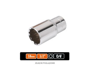 Klucz nasadowy 1/2" dwunastokątny długi 18 mm / TEGER