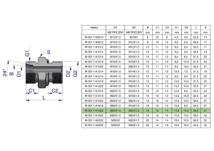 Przyłączka hydrauliczna metryczna BB (XGE) M26x1.5 18L x M22x1.5 ED Waryński ( sprzedawane po 2 )