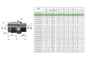 Przyłączka hydrauliczna BB 7/16"UNF (JIC) x M12x1.5 (XGE) Waryński ( sprzedawane po 2 )
