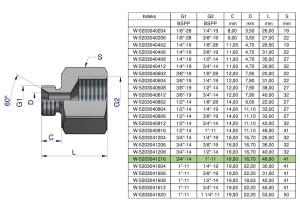 Tulejka różnicowa hydrauliczna calowa AB 3/4"GZ x 1"GW BSP Waryński