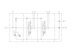 Rozdzielacz hydrauliczny (80 l/m) 2 sekc. ster. ręczno elektryczne 12 VDC