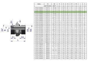 Przyłączka hydrauliczna BB (XGE) M12x1.5 06L x 3/8" BSP ED Waryński ( sprzedawane po 5 )