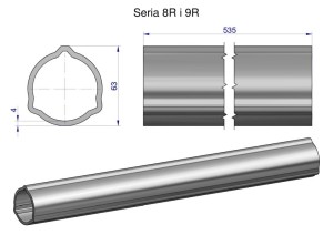 Rura zewnętrzna Seria 8R i 9R do wału 660 przegubowo-teleskopowego 63x4 mm 535 mm WARYŃSKI