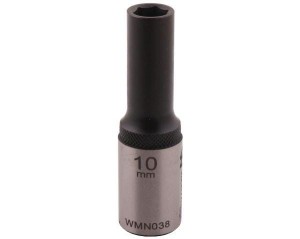 Nasadka sześciokątna 1/2". 10 mm. długa. CrV50BV30. DIN 3124. Waryński